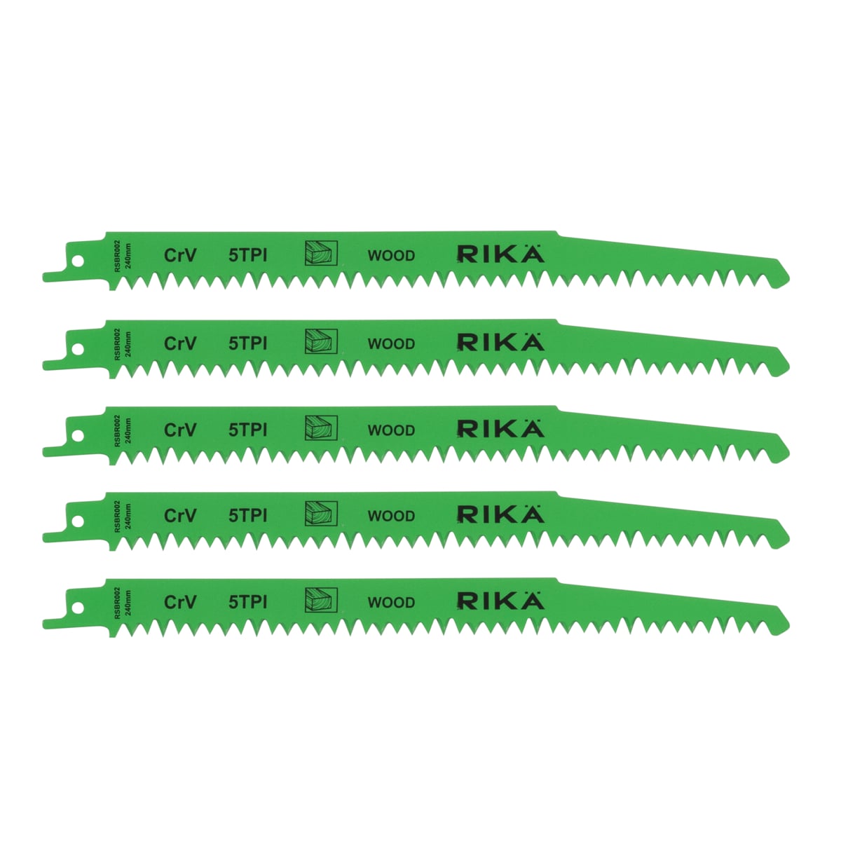 Rikä 240mm 5TPI Bi-Metal Reciprocating Saw Blades for Wood - Pack of 5 - Type S1531L